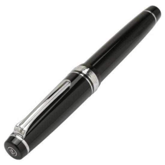 Sailor Professional Gear Silver Fountain Pen Black Medium Nib 11-2037-420 with Converter