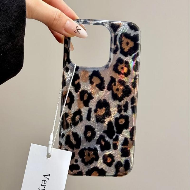 Pouzdro na telefon s leopardím vzorem pro iPhone 17 Air 16 15 14 Plus 13 12 11 Pro Max Zadní kryt s texturou peří