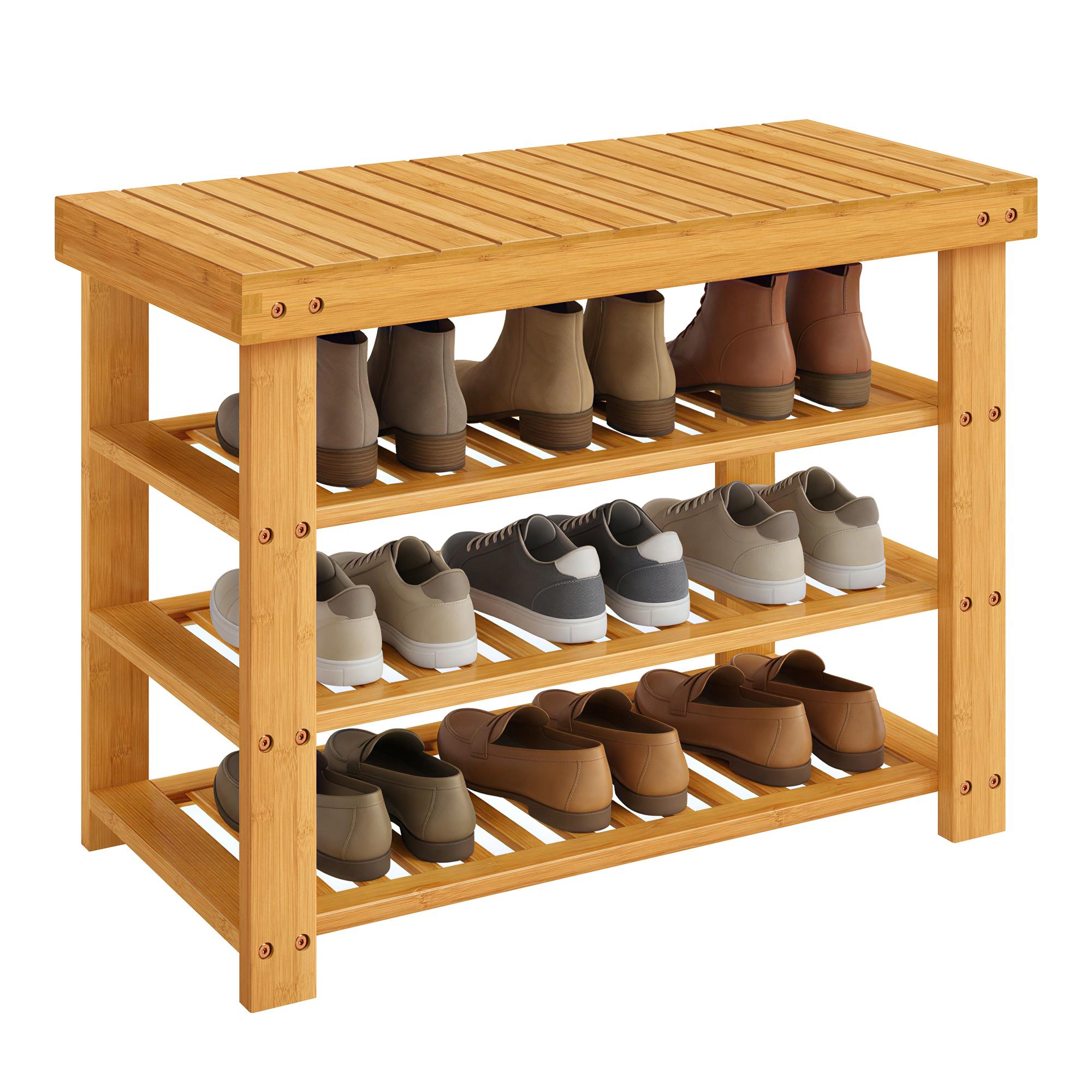 SONGMICS Bamboo Shoe Bench, 4-Tier Storage
