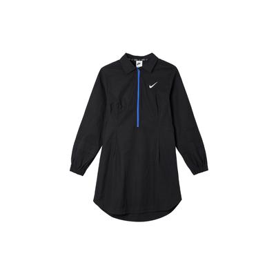 Vestido Feminino Manga Longa com Gola Zip e Estampa de Logo em Cor Sólida Preto DV8031-010