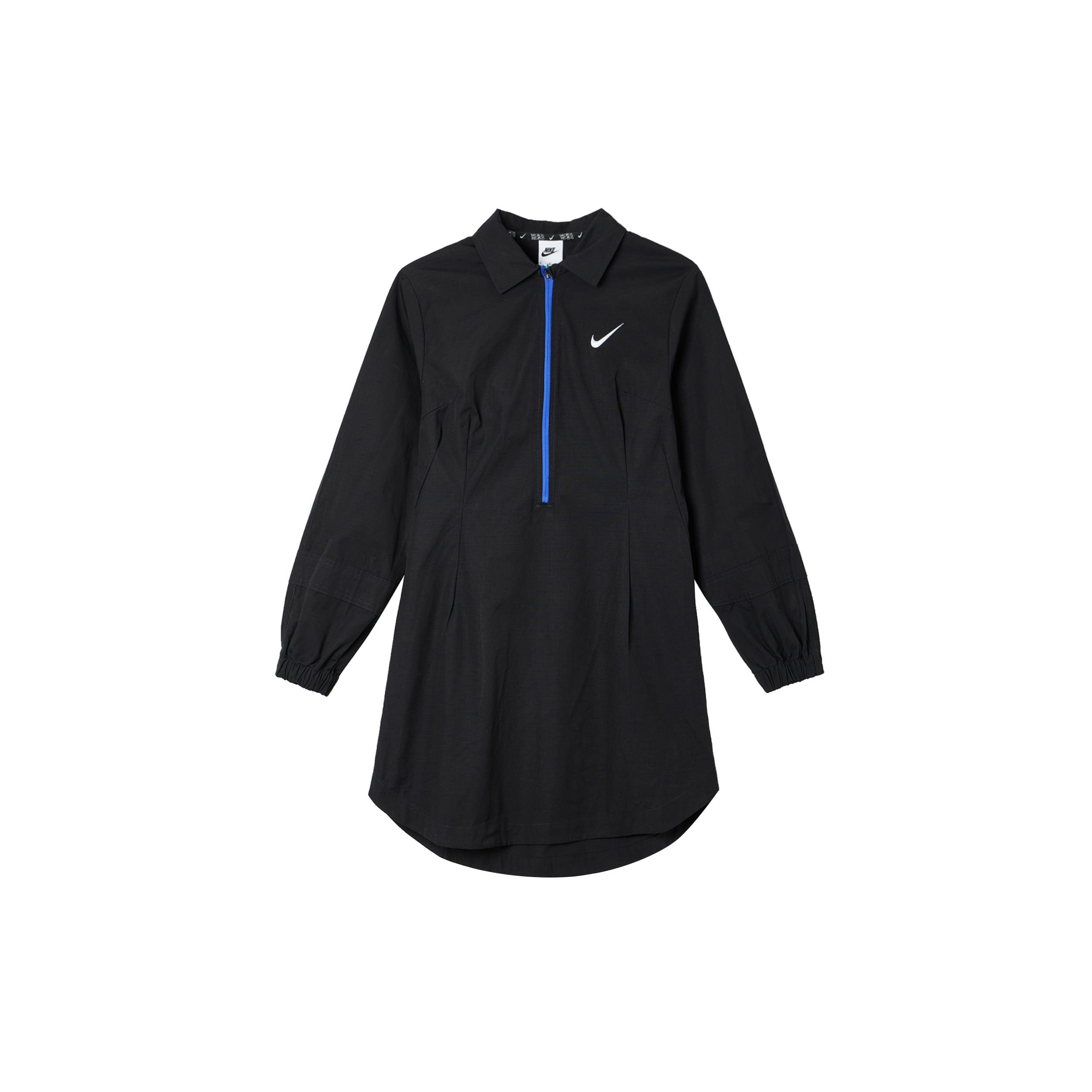 

Платье Nike Solid Color Logo Printed с длинным рукавом и застежкой-молнией на воротнике Женские платья Черного цвета DV8031-010 XS