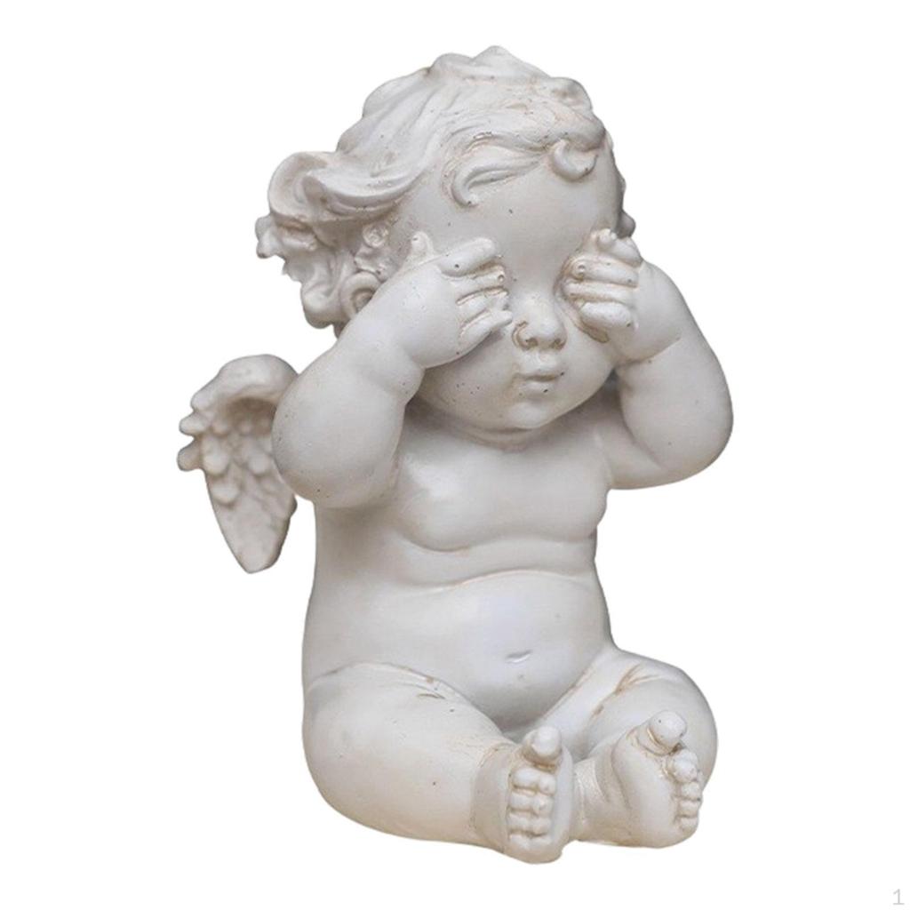 Angel Statue Resin Sculpture Decoration Retro Nordic Style Desktop Ornament for Living Room