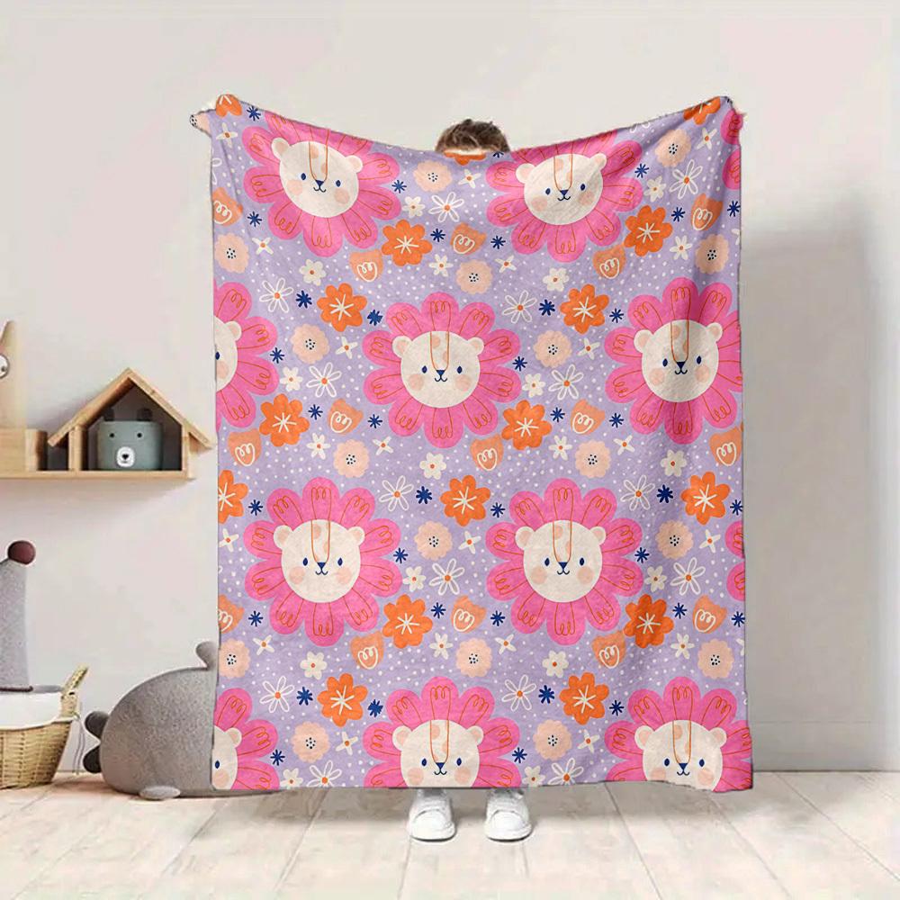 1pc Floral Animals Blanket, Lightweight Flannel Throw Blanket for Sofa, Bed, Travel, Camping, Living Room, Office, Couch, Chair, and Bed