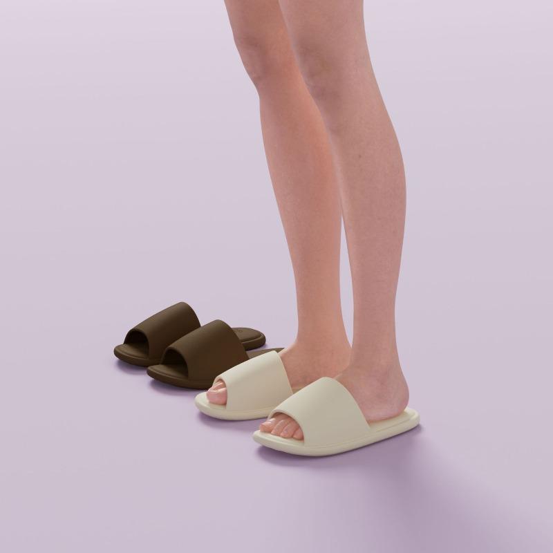 Home cool slippers women's summer indoor floor light and silent silent simple couple one-word slippers men