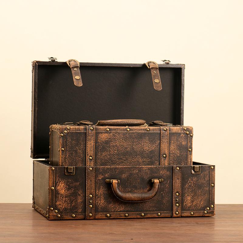 European Retro Leather Storage Box - Handbag, Clothes, and Travel Photography Prop Organizer