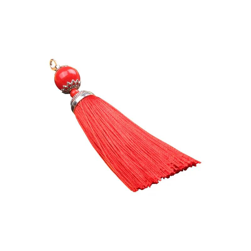 8cm Small Silk Tassel Earrings Pendant Charms Crafts Silver End Caps Tassels Brush for DIY Jewelry Making Accessories 5pc