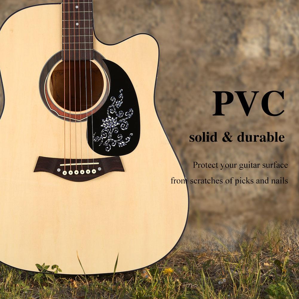 2Pcs Comma Shape Pickguard Pick Guard Sticker for Acoustic Guitar (Silver Vine)