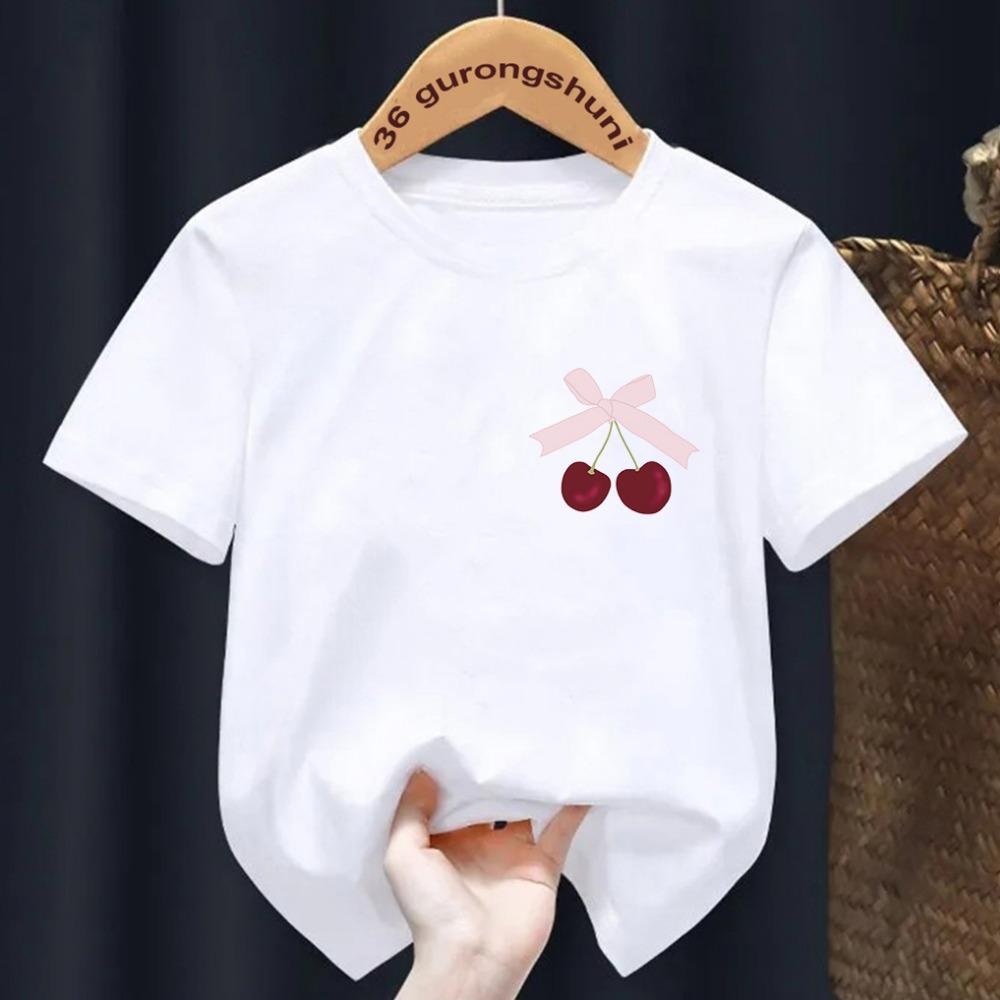 Fete de vară cu mânecă scurtă tricou copii top Toddler moda bowtie imprimare O-neck mânecă scurtă tricou copii haine de culoare bomboane