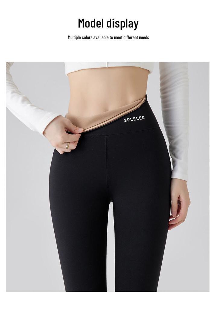 Women's High-Waisted Fleece-Lined Stirrup Yoga Pants – Warm, Thickened Base Layer with Tummy Control & Hip Lift for Autumn/Winter.