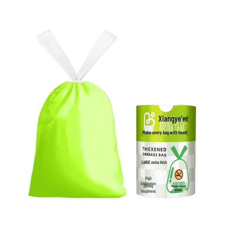 Mugwort Scented Extra-Thick Disposable Kitchen and Dorm Garbage Bags with Drawstring - Large and Portable