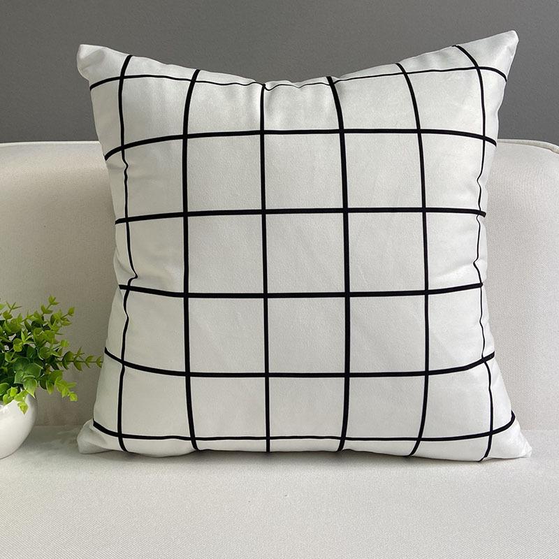 Nordic People Resemble Checkered Digital Printing Short Plush Pillow Covers For Car Sofa Office Cushion Cover Home Goods