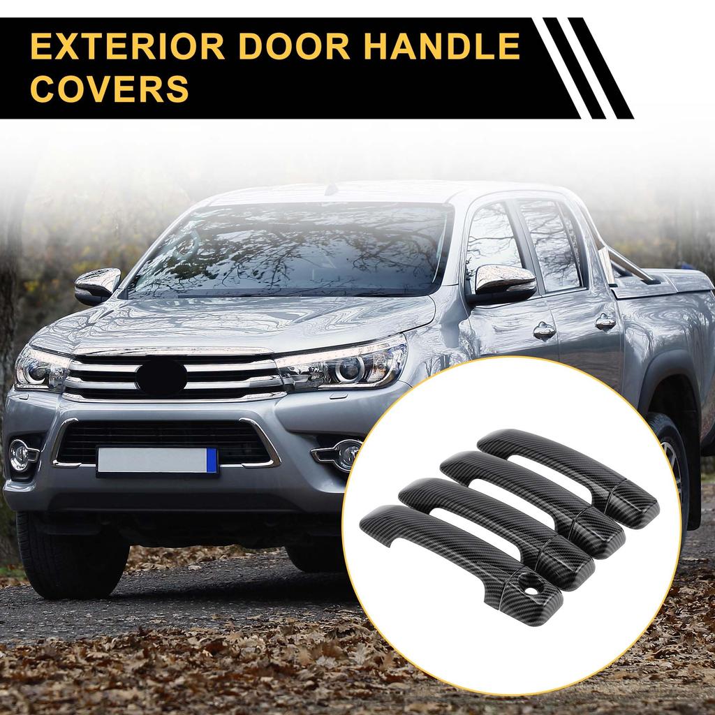 REPAIROCK Exterior Door Handle Covers for Toyota Tundra Car Door Handle Protectors with ABS Carbon Fiber Black 4-Piece 2007-2020, Pattern,