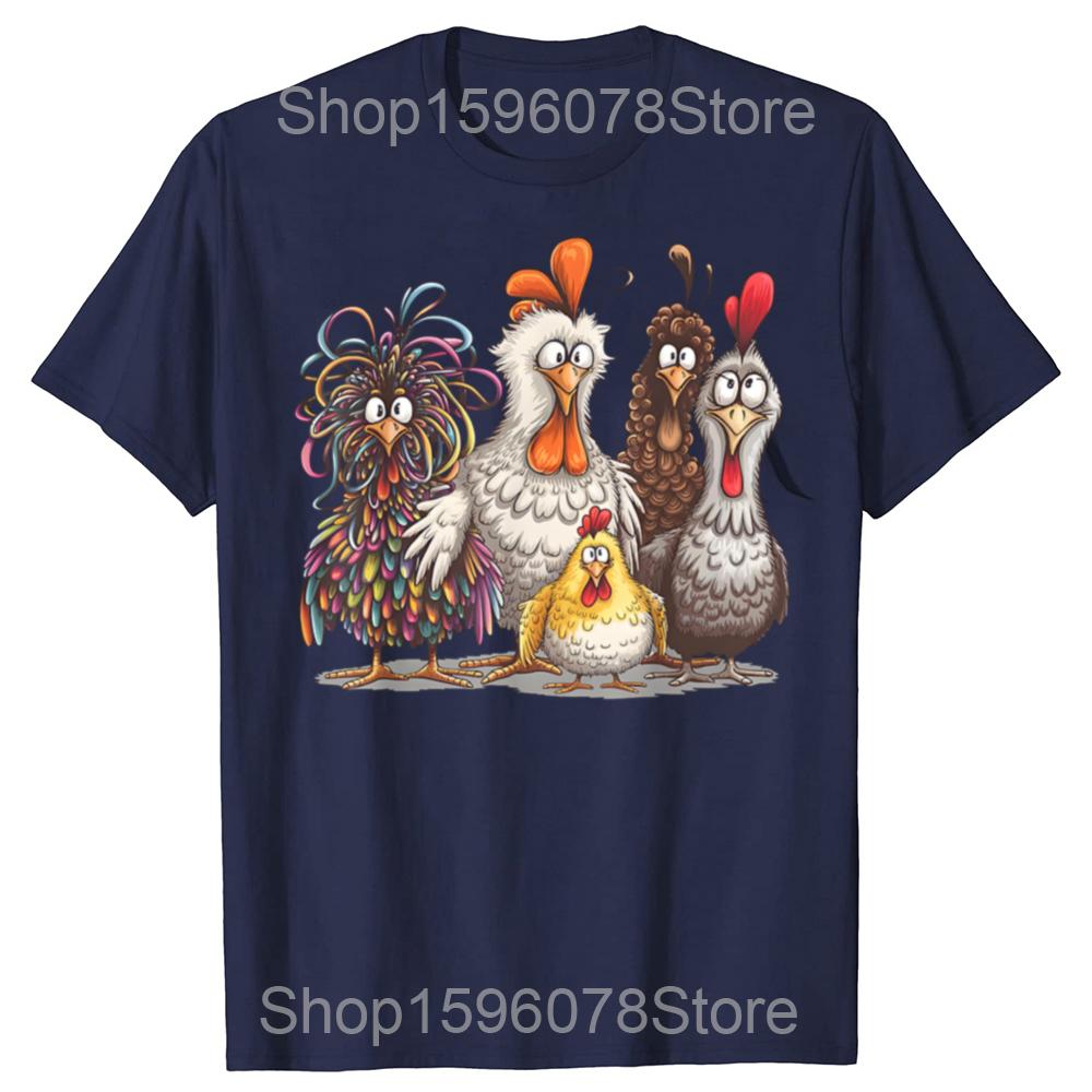 Funny Chicken Art Crazy Graphic T Shirts Men Women Pure Cotton Humor Streetwear Tee Shirt Short Sleeve Unisex Loose Clothing