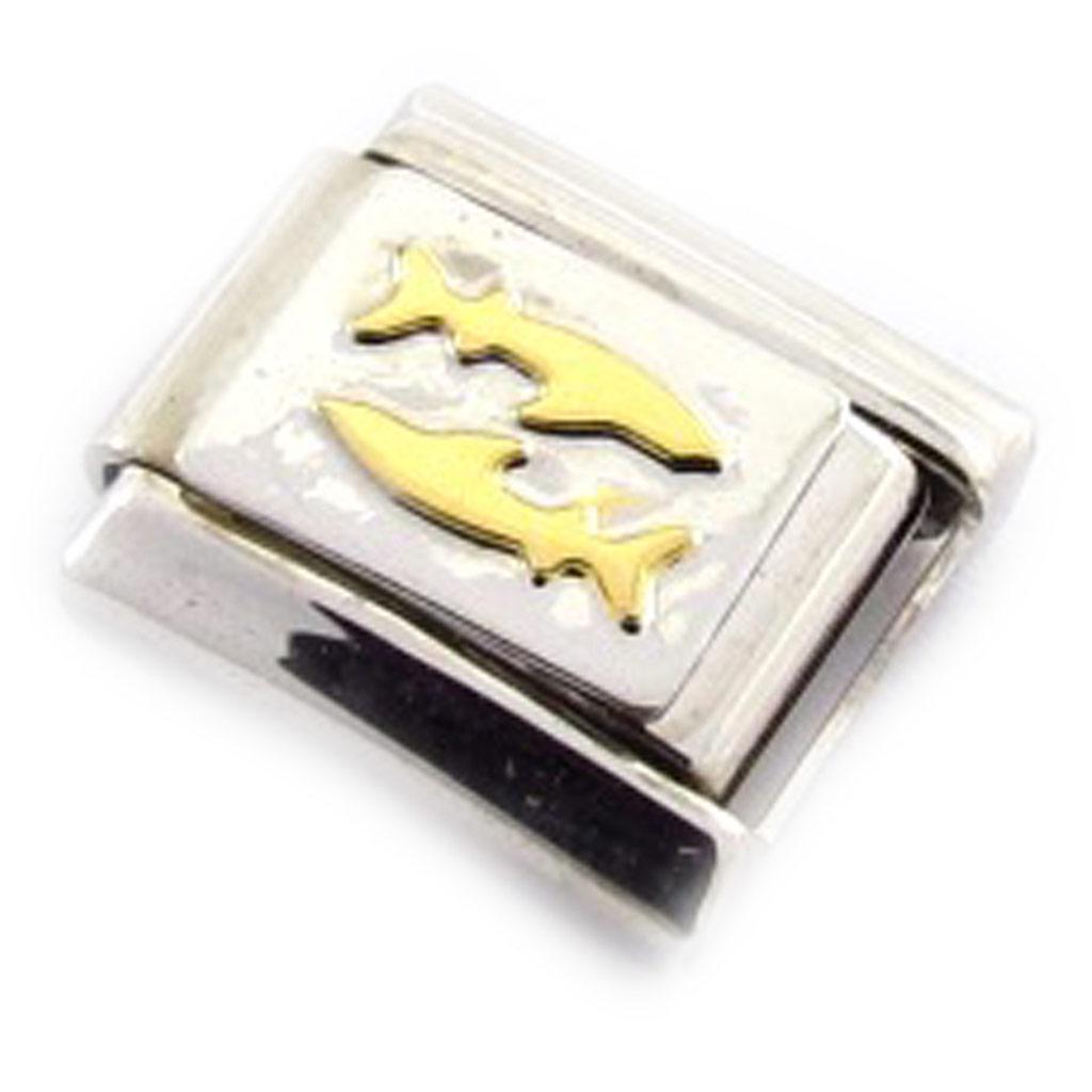 Les Trésors De Lily [C9698] - 'Pisces Zodiac' Gold Mesh