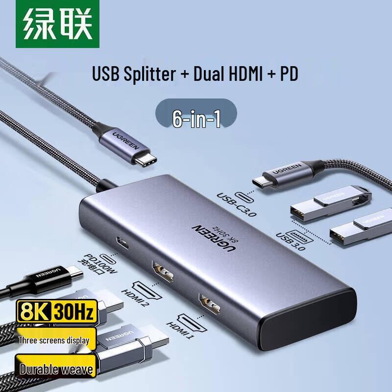 Ugreen CM498 6-in-1 USB-C Multiport Hub