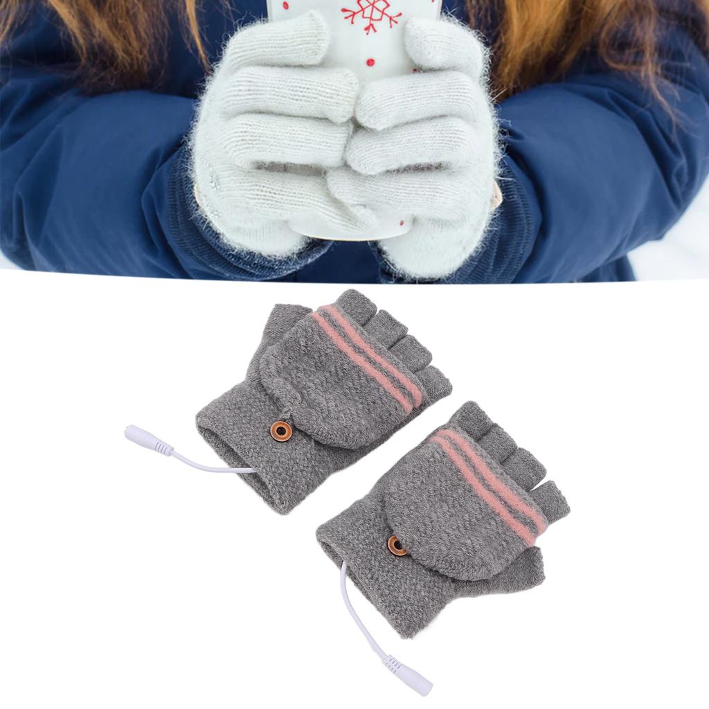 Heated Mitten Gloves Double Sided Heating Promote Blood Circulation USB Hand Warmers for Winter Warmth