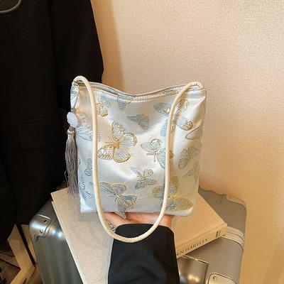 New Chinese Style Butterfly Embroidery Handbag Bag Women's New Trendy Fashion Niche Underarm Bag National Feng Shui Bucket Bag