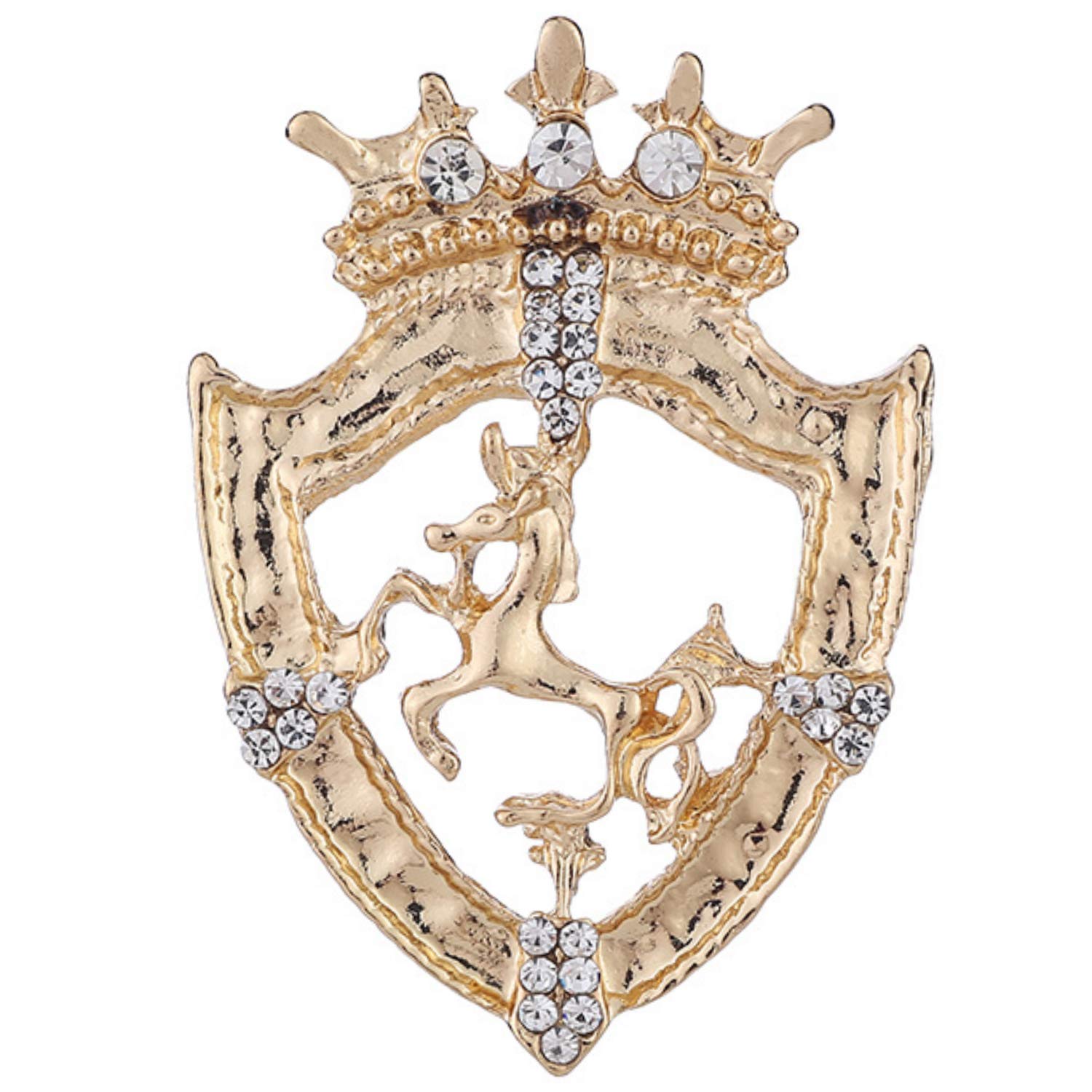 

Король-кінь у короні Велична брошка [SENYON] Діамантоподібна (Золото) золотий