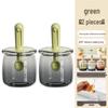 Light-Shielding Green Glass Seasoning Jar with Spoon & Lid (2-Pack)