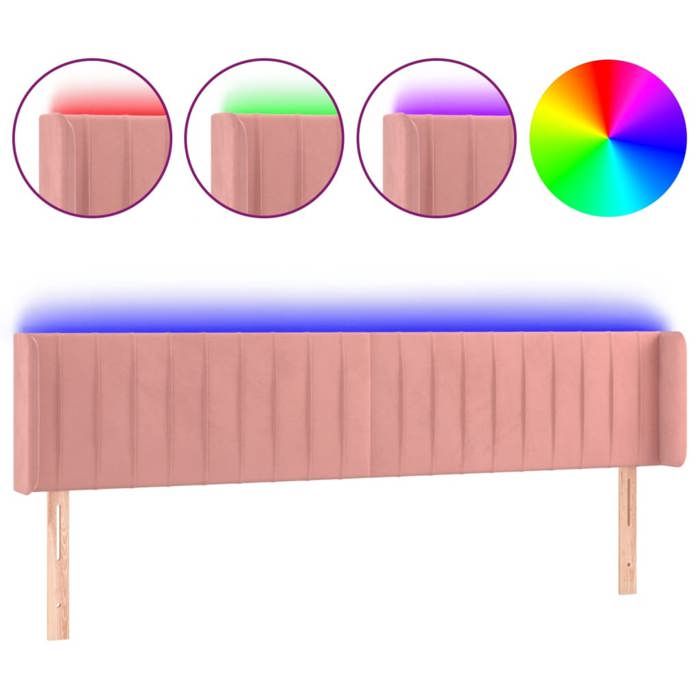 VidaXL Tête de Lit à LED Meuble de Chambre à Coucher Accessoire de Lit Double Tête de Cadre de Lit Intérieur Rose 3123545