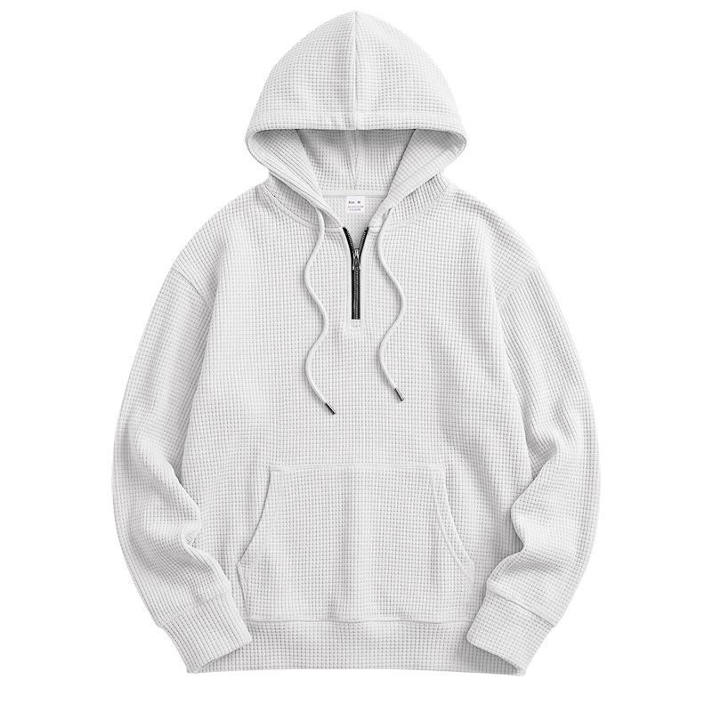 Herren Waffelstrick Kapuzenpullover Lockerer Schnitt Lässiges Sweatshirt