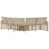 L-förmiges Gartensofa mit Kissen und Hocker Beige Poly-Rattan