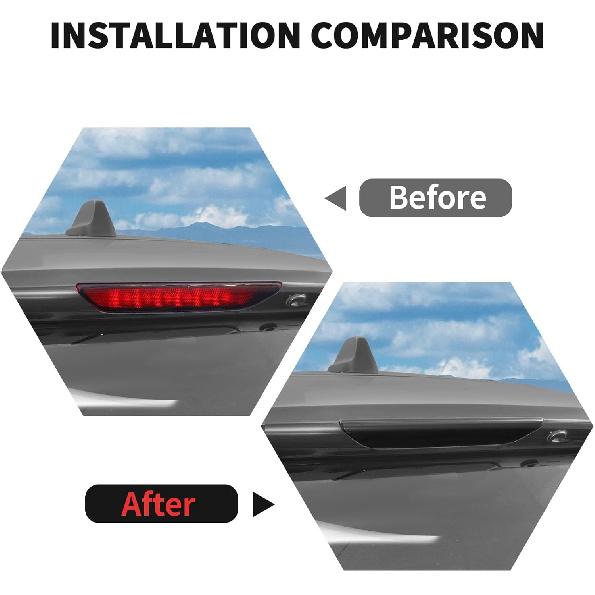 RT-TCZ Smoked Black Third 3rd Brake Light Cover High Mount Stop Lamp Cover Trim Exterior Accessories for Jeep Grand Cherokee 2011-2022,for Dodge