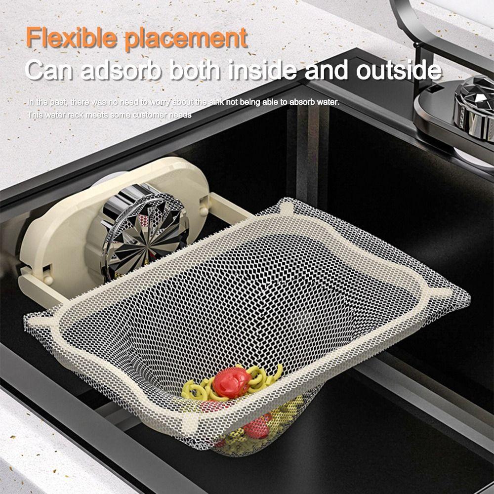 Durable Suction Cup Kitchen Sink Filter Rack Foldable Multi-Purpose Drainage Basket Garbage Mesh Bag