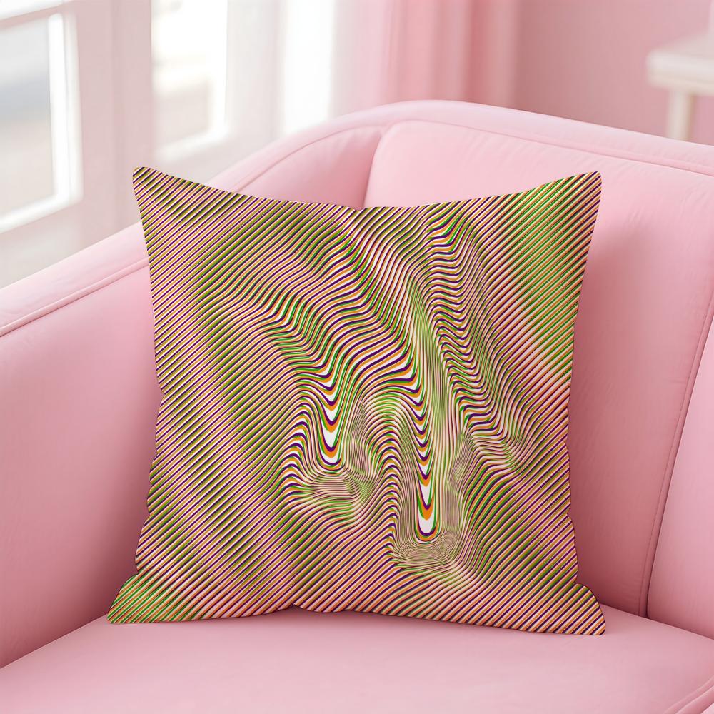 Abstract Trippy Colorful Art Psychedelic Texture Cushion Cover Pillowcase Short Plush Invisible Zipper Room Sofa Cushion Cover