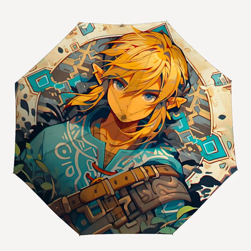 

1pc The Legend of Zelda Automatic Open/close Folding Portable Umbrella with 8-Rib Structure for Women/Men, All-Season Use a0901139