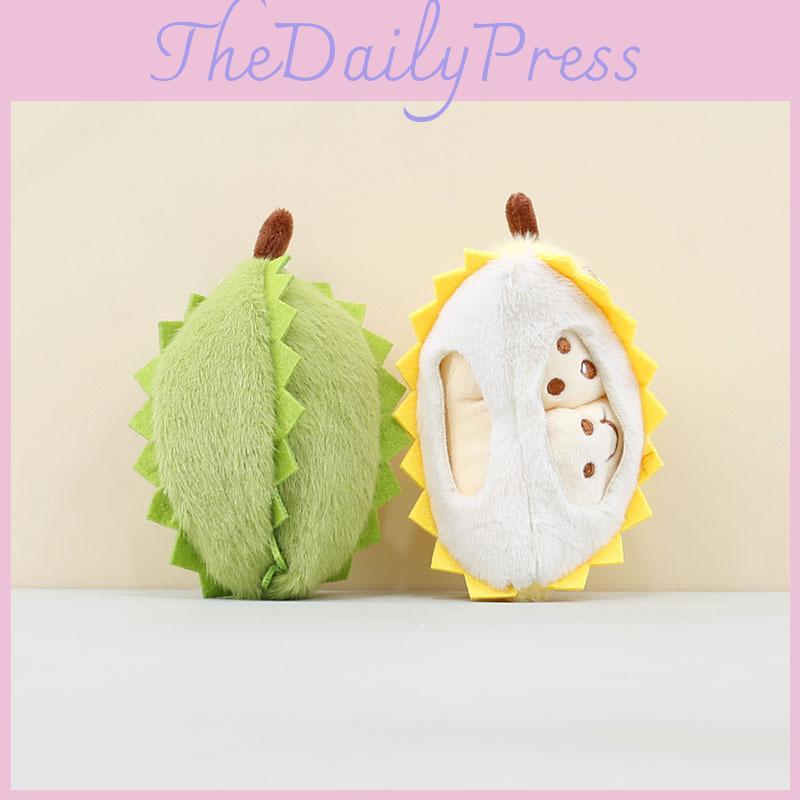 Yellow Durian Plush Doll Keyring With Pp Cotton Filling For Bag Accessories