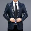 2025 New Men's Slim-Fit Casual Leather Jacket with Suit Collar - Middle-Aged Korean-Style Dad's Coat