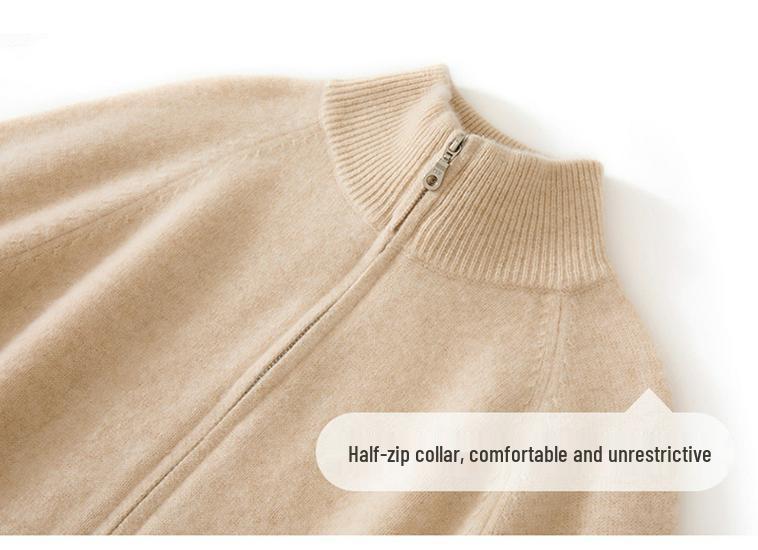 Pure Cashmere Women's Loose Knit Zipper Cardigan Sweater