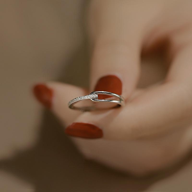 925 Stamped Rhinestone Open Ring for Women - Light Luxury Sweet Hollow Water Drop Design.