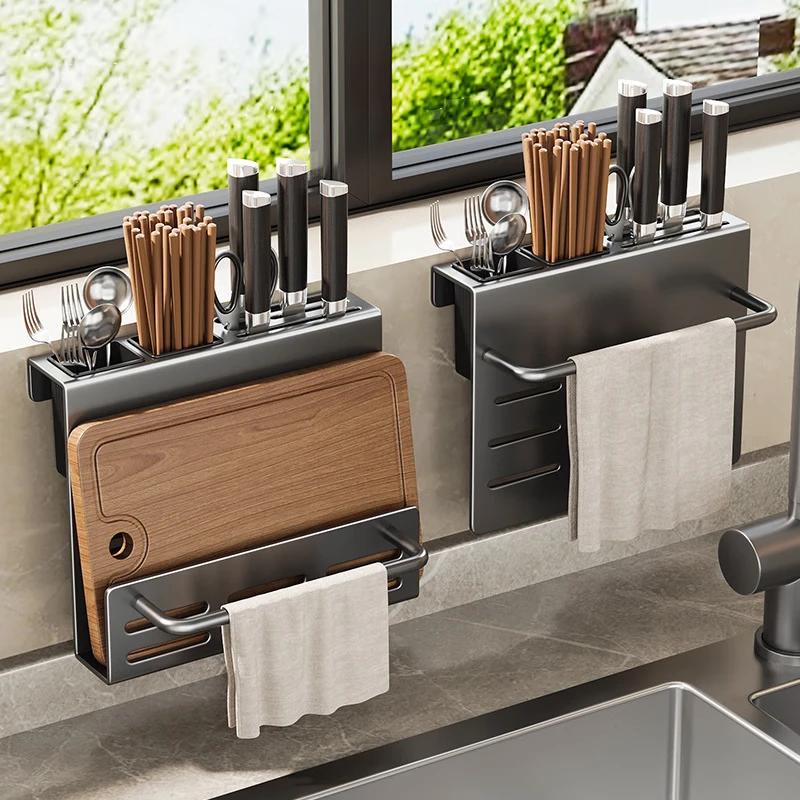 

Wall-Mounted Multi-functional Kitchen Shelf