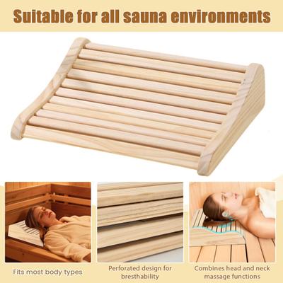 Sauna Headrest Cedar Wood Sauna Pillow Ergonomic Neck And Head Support Sauna Accessories for All Sauna Types