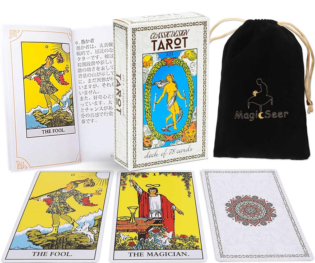 MagicSeer Classic Tarot Cards Tarot Deck with Japanese Guidebook and Velvet Bag 78-Piece Fortune-Telling