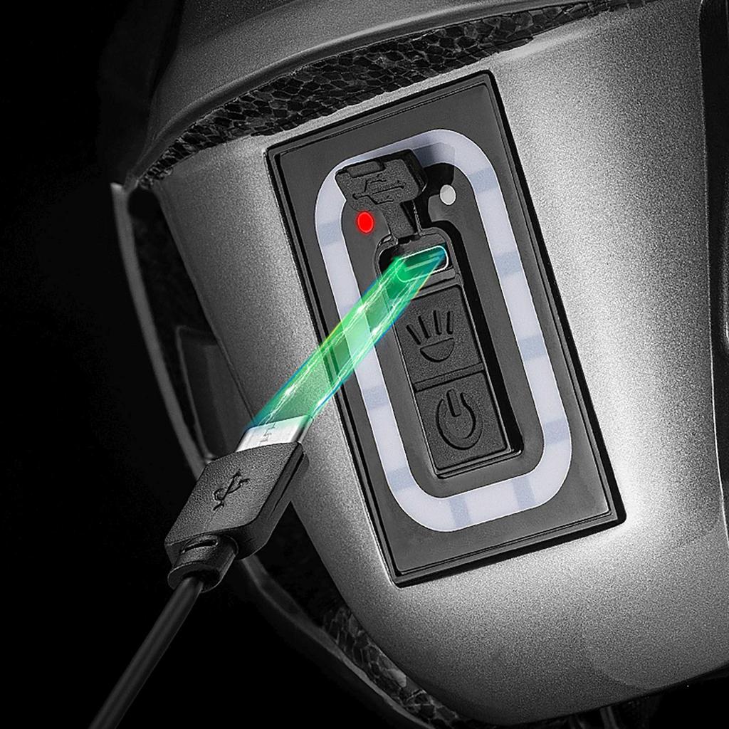 Bicycle Helmet with Integrated Multi-Directional Lighting USB-C 57-61 cm - White