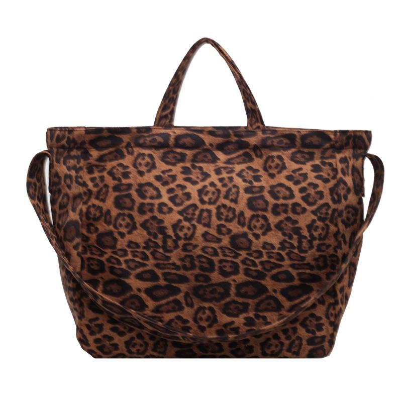 Leopard print canvas commuting lazy wind bag women's fashion portable large-capacity shoulder bag tote bag