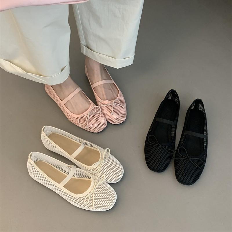 Fashion 2025 New Luxury Spring/Summer Women Mesh Hollow Elastic Band Flat Bottom Non Slip Casual Shoes Flat Bottom Shoes