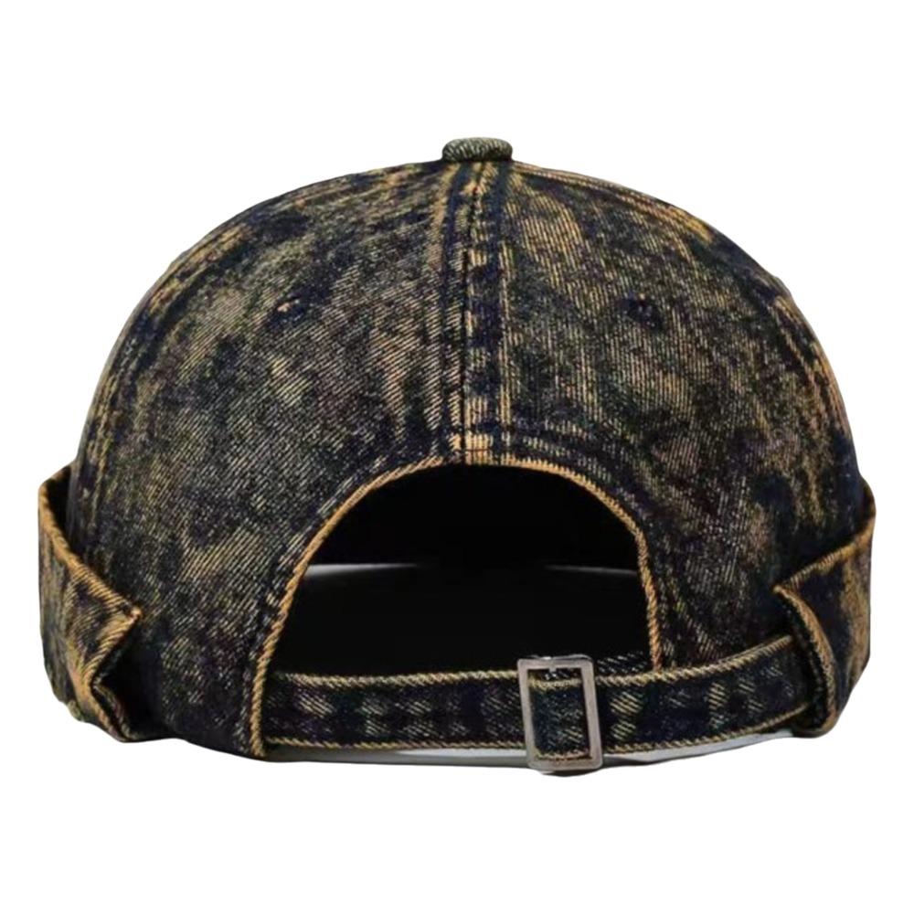 Cotton Polyester Blend Melon Skin Cap Distressed Denim Beanie New Docker Cap Daily