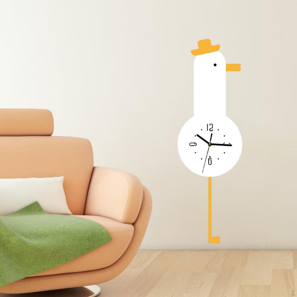 Chick Wall Clock with Swing Foot Pendulum Hanging Decor for Classroom