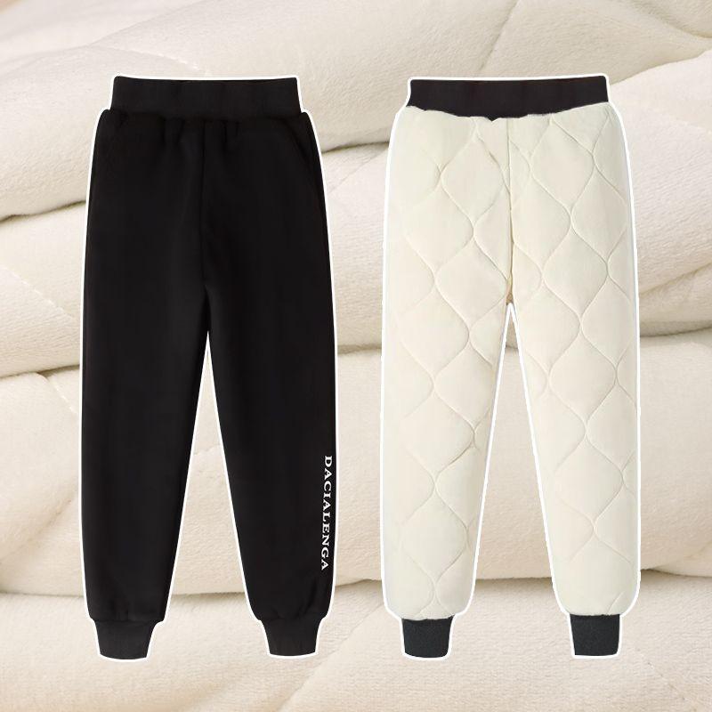 

Зимняя одежда для девочек, плюс вельветовые штаны, утолщенные трехслойные стеганые спортивные штаны для больших детей, зимние теплые хлопковые штаны 130 чёрный