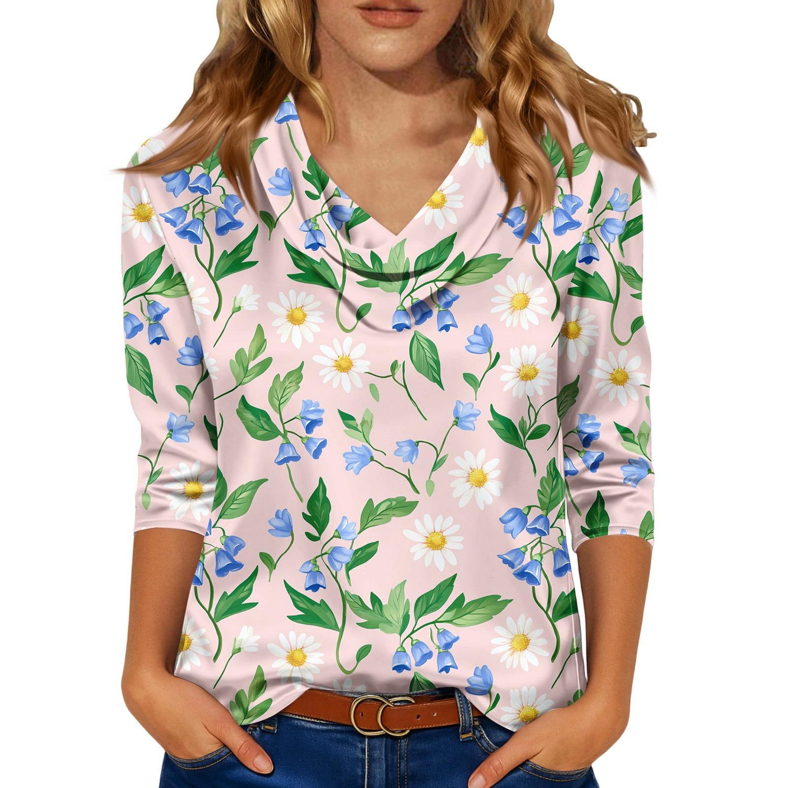 Блузка для женщин нарядная с рукавом 3/4, рубашки для делового кэжуал, топы XL