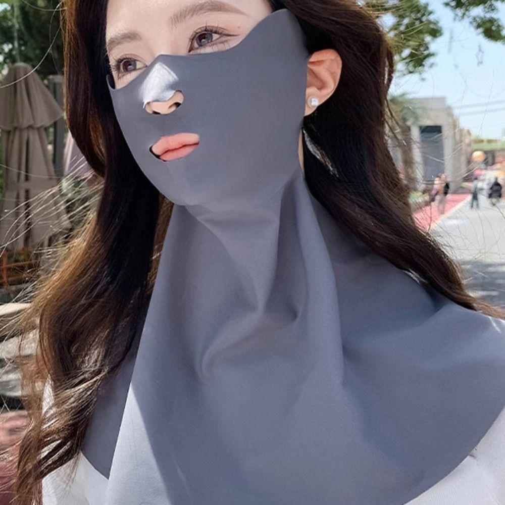 Breathable Sun Protection Mask UV Protective Elastic Riding Face Cover Korean Style Thin Ice Silk Mask Outdoor Sports