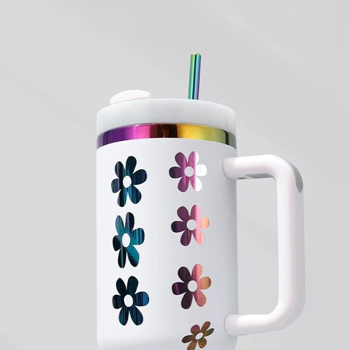 40oz Large Capacity Rainbow Plated Vacuum Insulate Tumbler Outdoor Travel Sports Water Bottle Mugs for Holographic Laser