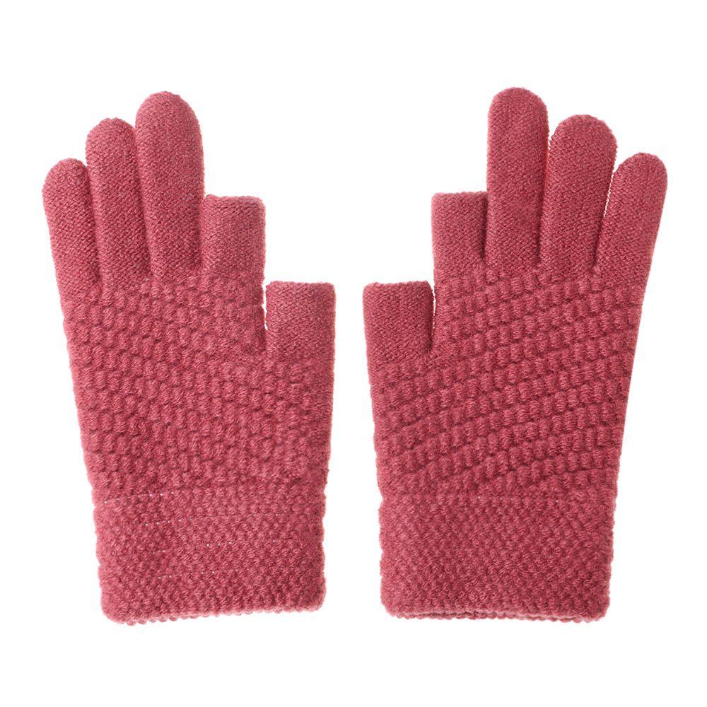 

Fashion Soft Elastic Thick Warm Arm Warmers Touch Screen Mittens Knitted Gloves рожевий