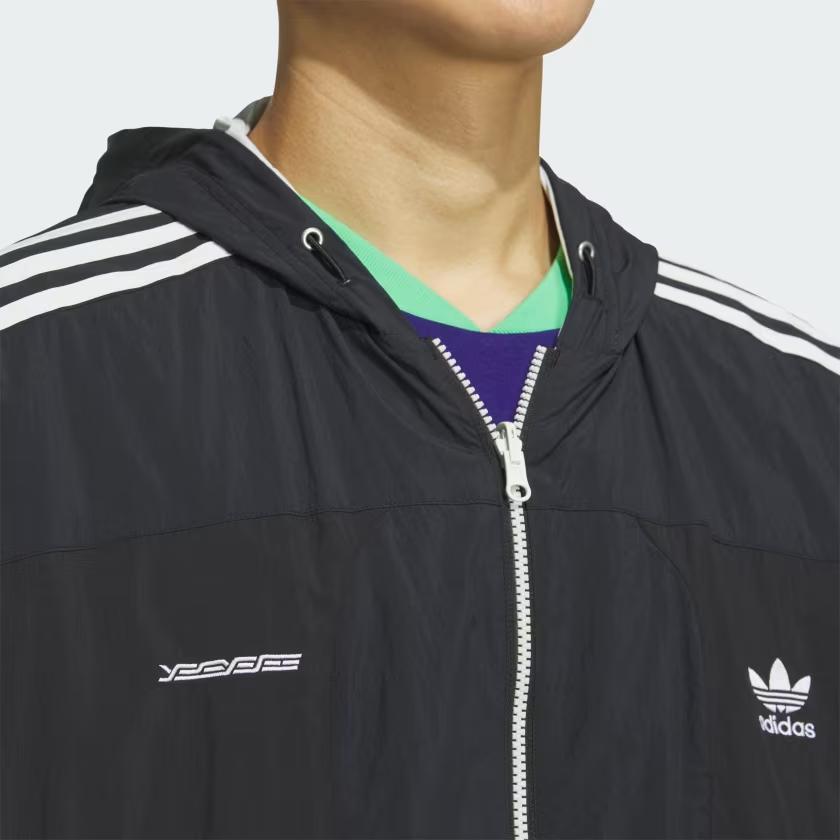 Adidas Originals X Yeseyesee Collaboration Striped Hooded Long Sleeve Jacket Men Jacket Black Crystal JN5816