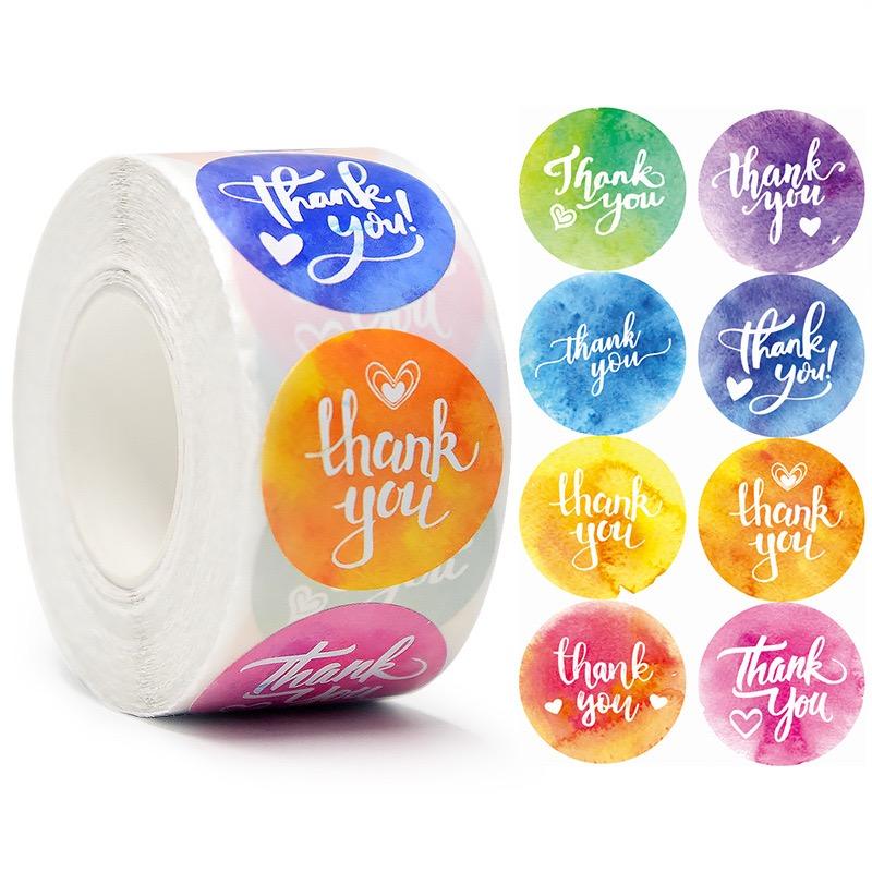 500 Pcs/roll 1 Inch Colourful Thank You Stickers for Gift Wrapping, Envelope Sealing, Small Business Office Supplies, Diy Decora