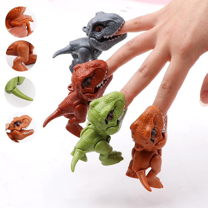 4pcs/Sets Finger Dinosaur Anime Action Figures Playthings Funny Lnteractive Biting Hand Creativity Tricky Tyrannosaurus Model